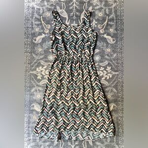 Calvin Klein Brown and Blue Modern Zig Zag Print Sleeveless Sundress